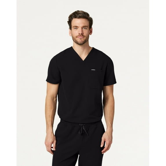 Jaanuu Holmes Everyday Scrub Top for Men — Classic Fit, V-Neck, 1 Pocket, Anti-Wrinkle