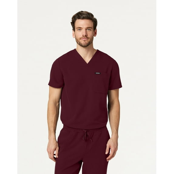 Jaanuu Holmes Everyday Scrub Top for Men — Classic Fit, V-Neck, 1 Pocket, Anti-Wrinkle