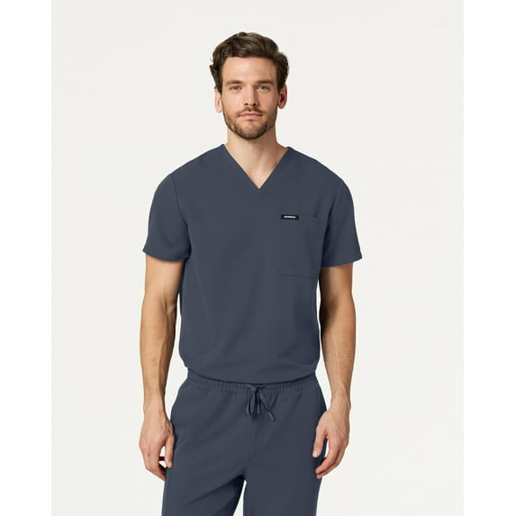 Jaanuu Holmes Everyday Scrub Top for Men — Classic Fit, V-Neck, 1 Pocket, Anti-Wrinkle