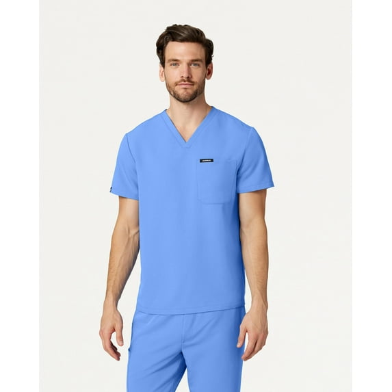 Jaanuu Holmes Everyday Scrub Top for Men — Classic Fit, V-Neck, 1 Pocket, Anti-Wrinkle