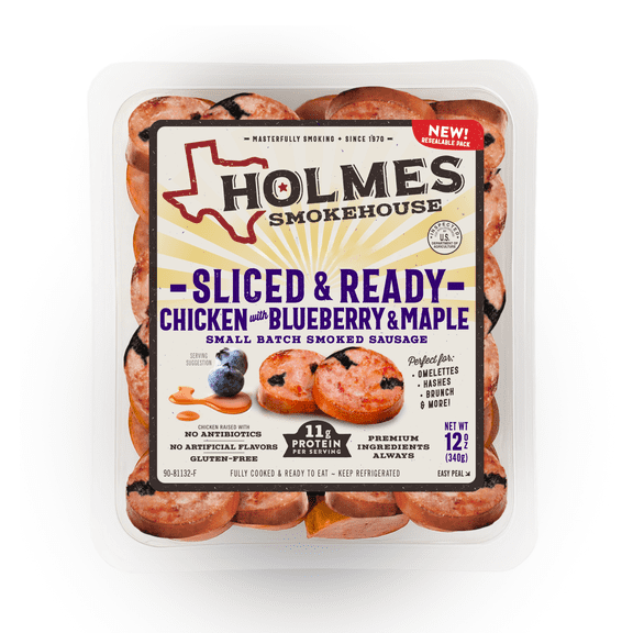 Holmes Smokehouse Sliced & Ready Blueberry Maple Smoked Sausage, Fully Cooked, 12 oz