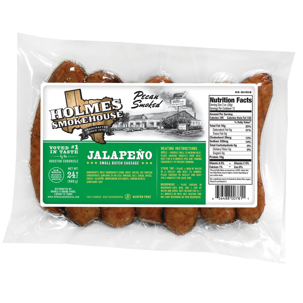 Holmes Smokehouse Jalapeno Pork Smoked Sausage Links 24oz, Cooked