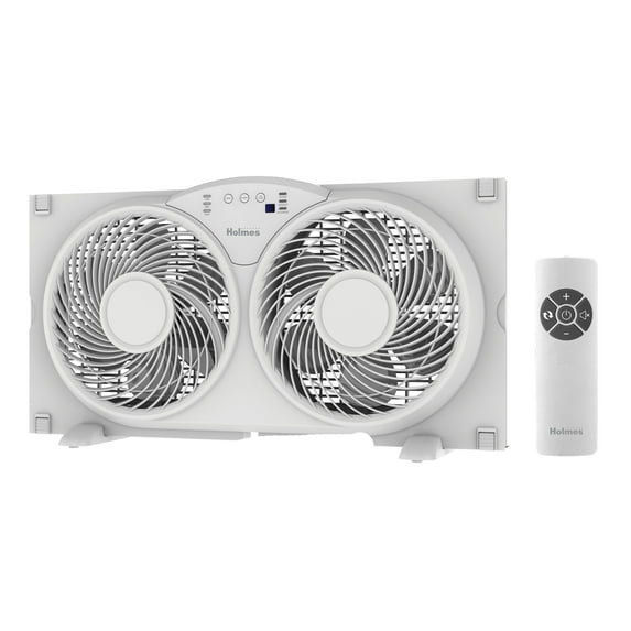 Holmes 9 Inch TwinBreeze Reversible Window Fan 3 Speed Remote CleanBreeze White