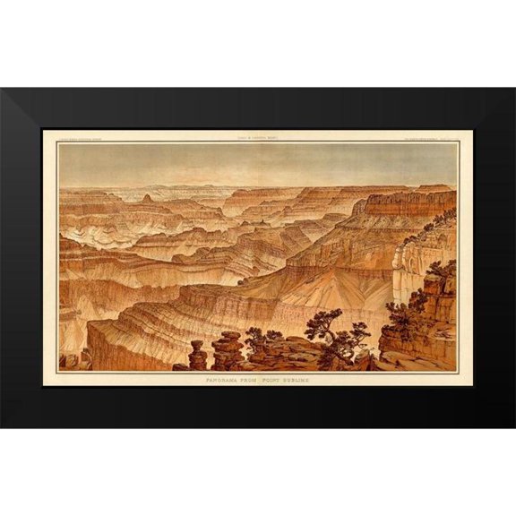 Holmes, William Henry 24x16 Black Modern Framed Museum Art Print Titled - Grand Canyon - Panorama from Point Sublime
