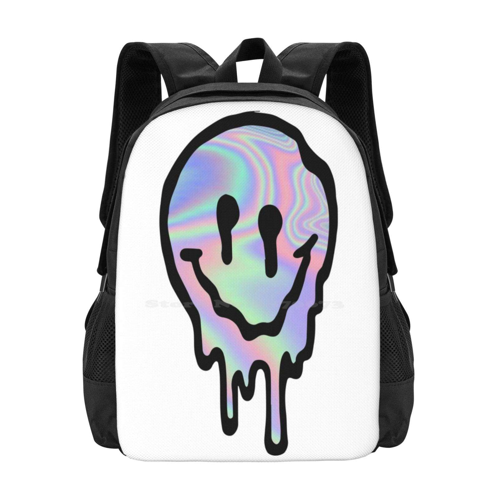 Holo Drippy Face Bags Travel Laptop Backpack 90s Psychedelic ...