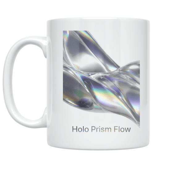 Holo Prism Flow Iridescent Abstract Design - Modern Art Enthusiast - 11 oz Ceramic Coffee Mug
