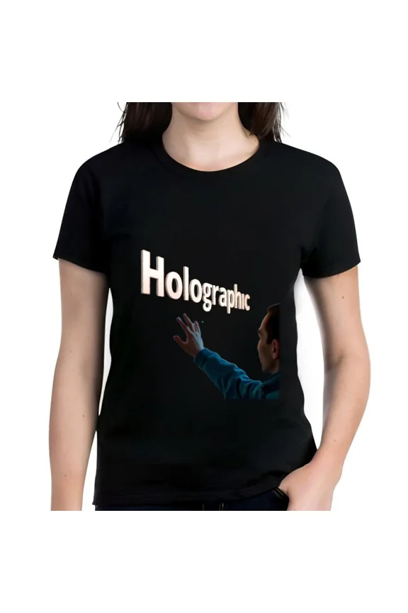Holo Text Typography Tee Bright Reflective Inspired Graphic Unisex T-Shirt up to size 5XL