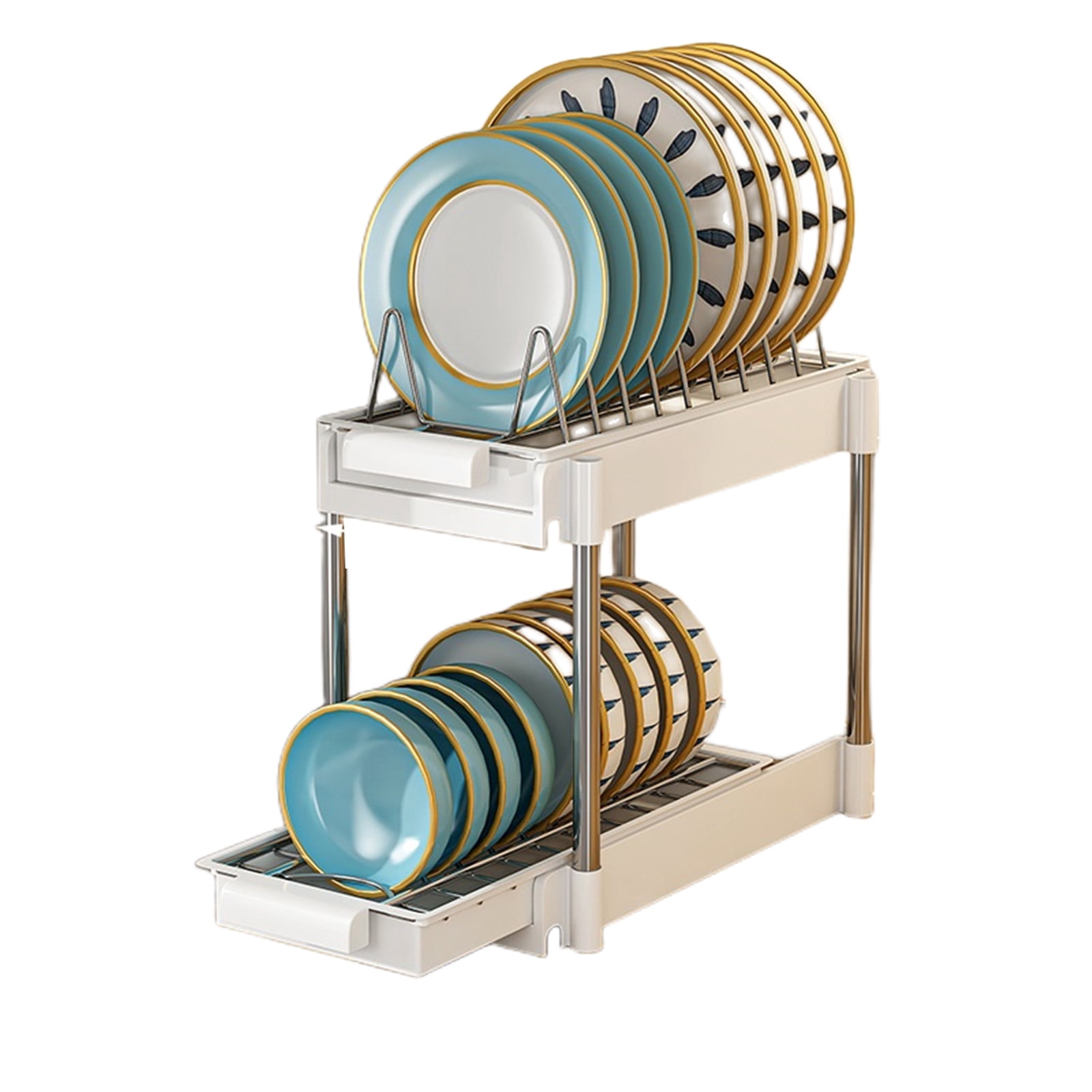 Herogo 2-Tier Dish Drying Rack Set With Drain Board – Large Countertop Organizer With Cup & Utensil Holders, Black - View #3