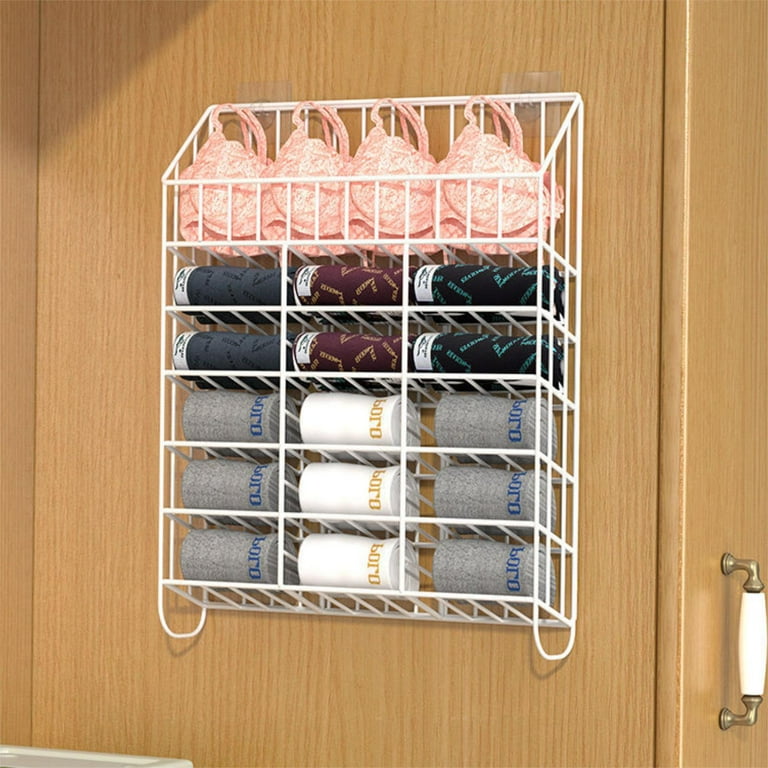 Holocky Closet Sock Hanging Storage Organizer Metal Wall Mounted Closet Panty Storage Rack