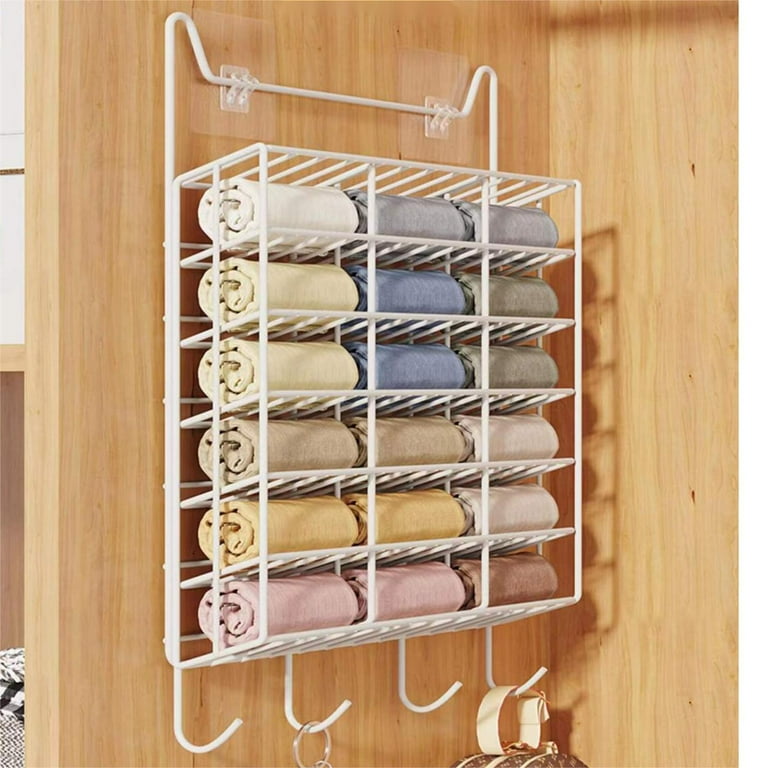 Holocky Closet Sock Hanging Storage Organizer Metal Wall Mounted Closet Undrwear Storage Rack White