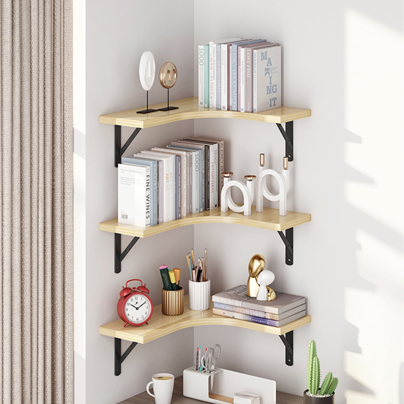 Holocky Corner Shelves Wall Mounted Set of 3 Floating Shelves for Wall Storage Decoration Walmart