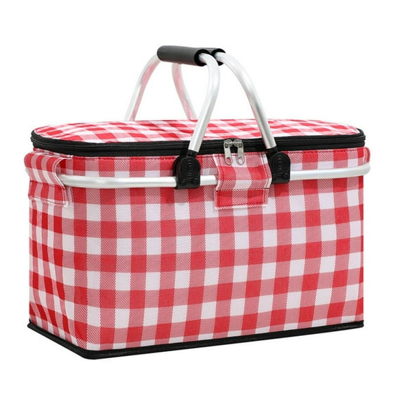 Holocky Large Picnic Basket Insulated Foldable Cooler Bag for Camping Picnic Travel Lunch Bag