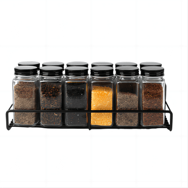 Holocky Magnetic Spice Rack Organizer for Refrigerator Metal Seasoning Holder Kitchen Organizer, Black, 1 Large