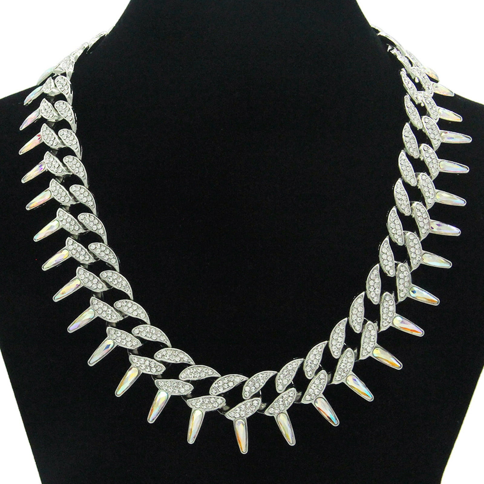 Holocky Mens Cuban Link Chain Silver Hip Hop Miami Bling Necklace