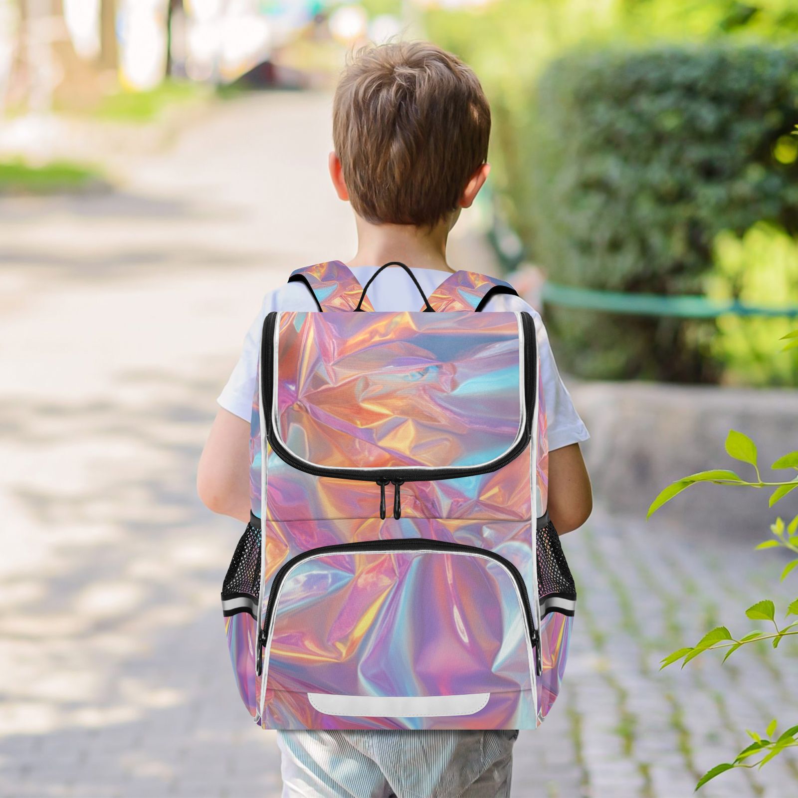 Hologram Colorful Backpack Big Laptop Backpack Casual Daypack Quilted Large Capacity Large Bookbags