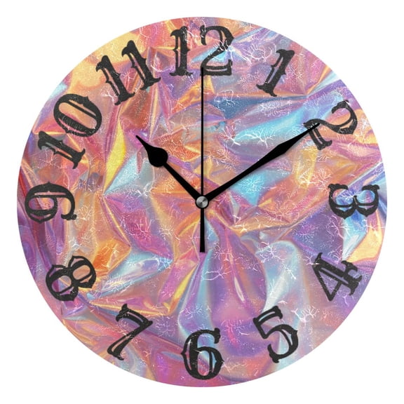 Hologram Colorful Wall Clock 10 inch Non-Ticking Easy to Read Decorative Clocks for Home Bedroom Living Room