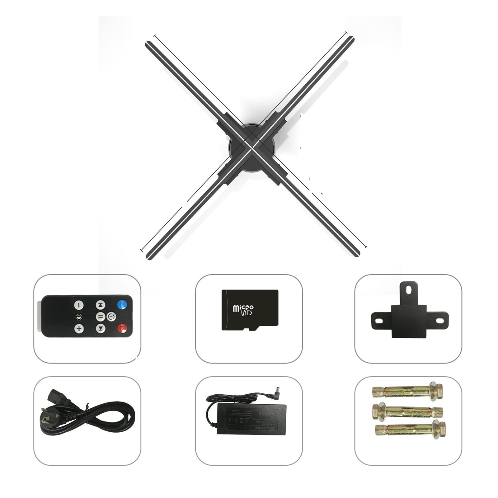 Hologram Fan Projector, 40-115cm HD 3D Advertising Projector Fan Wifi Led Sign Display Holographic Lamp Multifunction 3D Projector Light Images Video ,Novel Advertising Tool