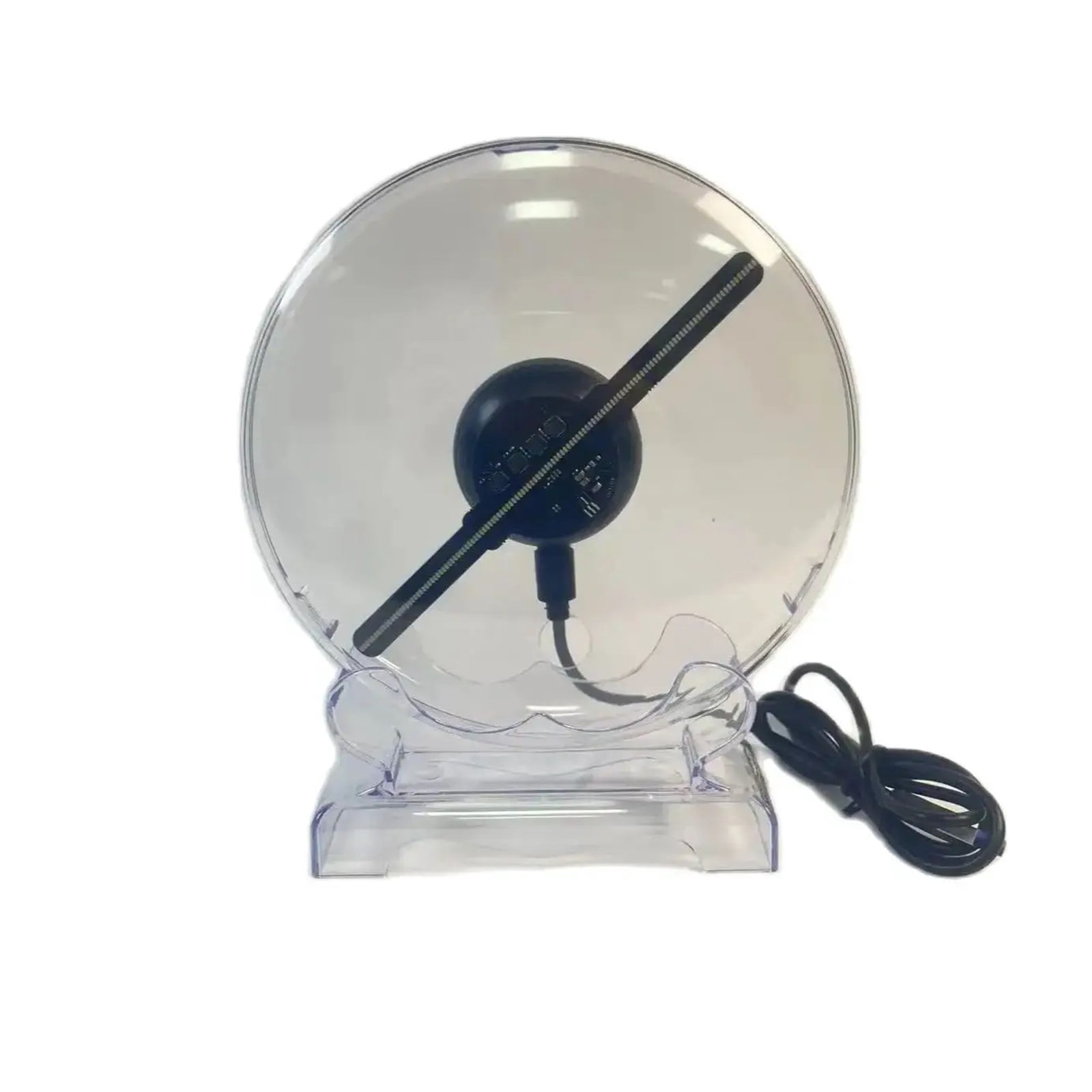 Hologram Fan Projector, 5.5in/14cm 3D Holographic Projector With Transparent Cover Bracket 128 LED Hologram Desktop Advertising Christmas Halloween Gift