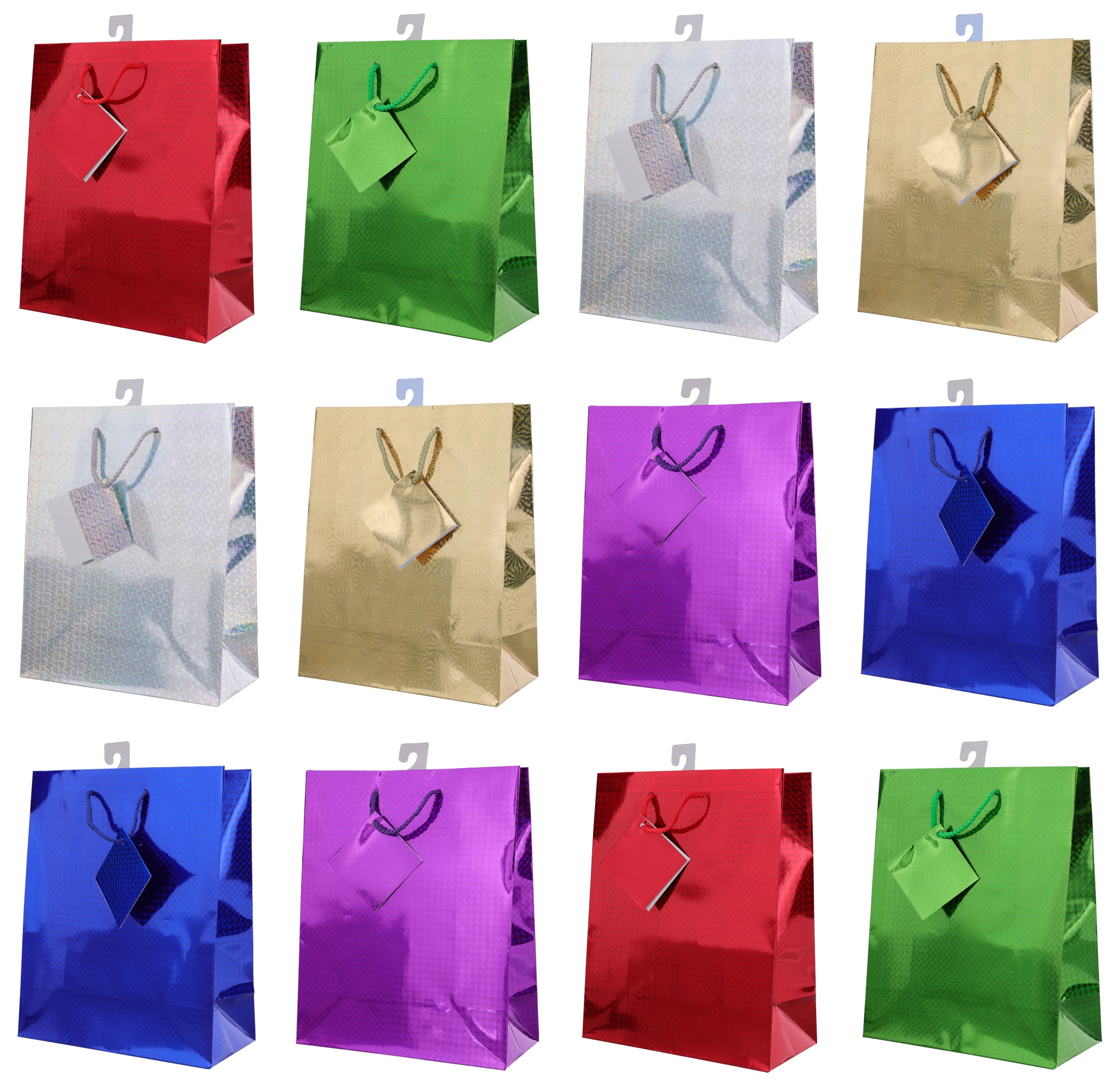 Hologram Gift Bags String Handles, Medium, 12 Pack