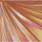 FabricLA Hologram Metallic Foil Spandex Knit Fabric 4-Way Stretch, 60" Inch Wide | Rose Gold
