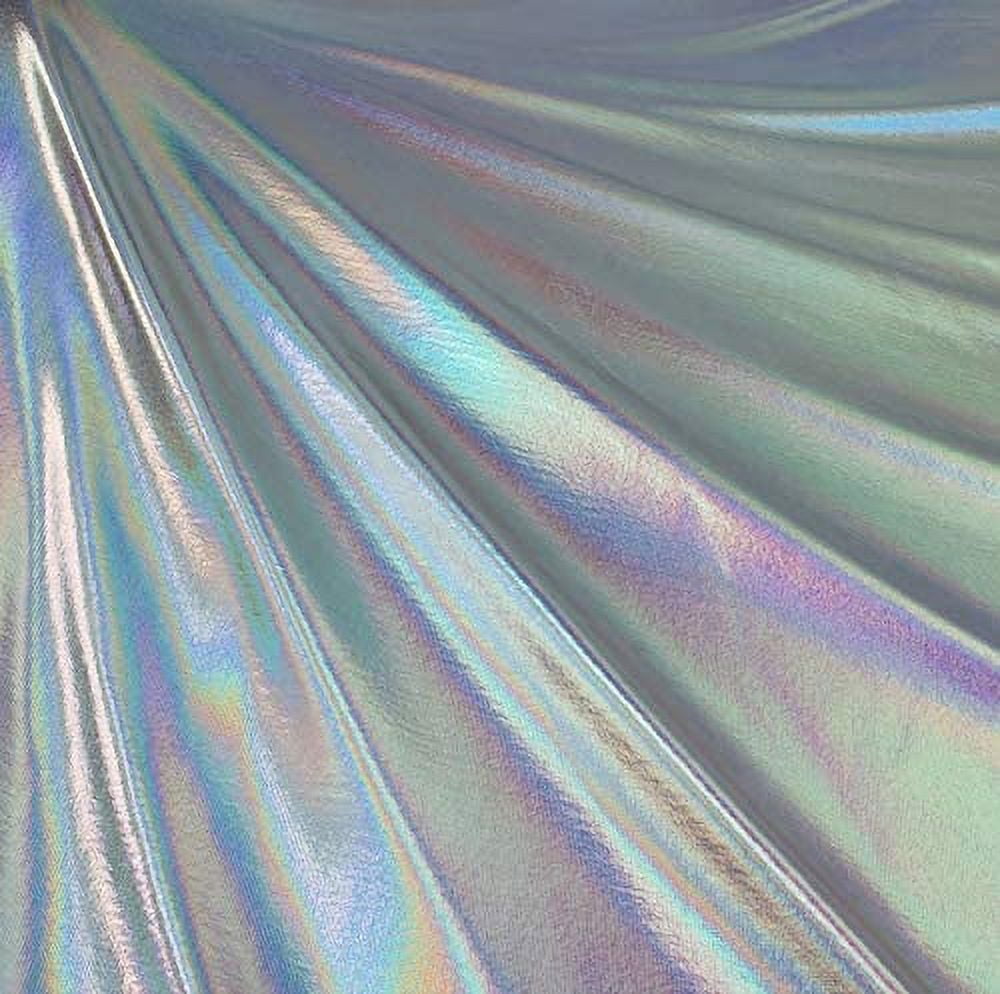 Silver Iridescent Metallic Foil 4-Way Stretch Fabric - Reflective Beauty by  The Yard 