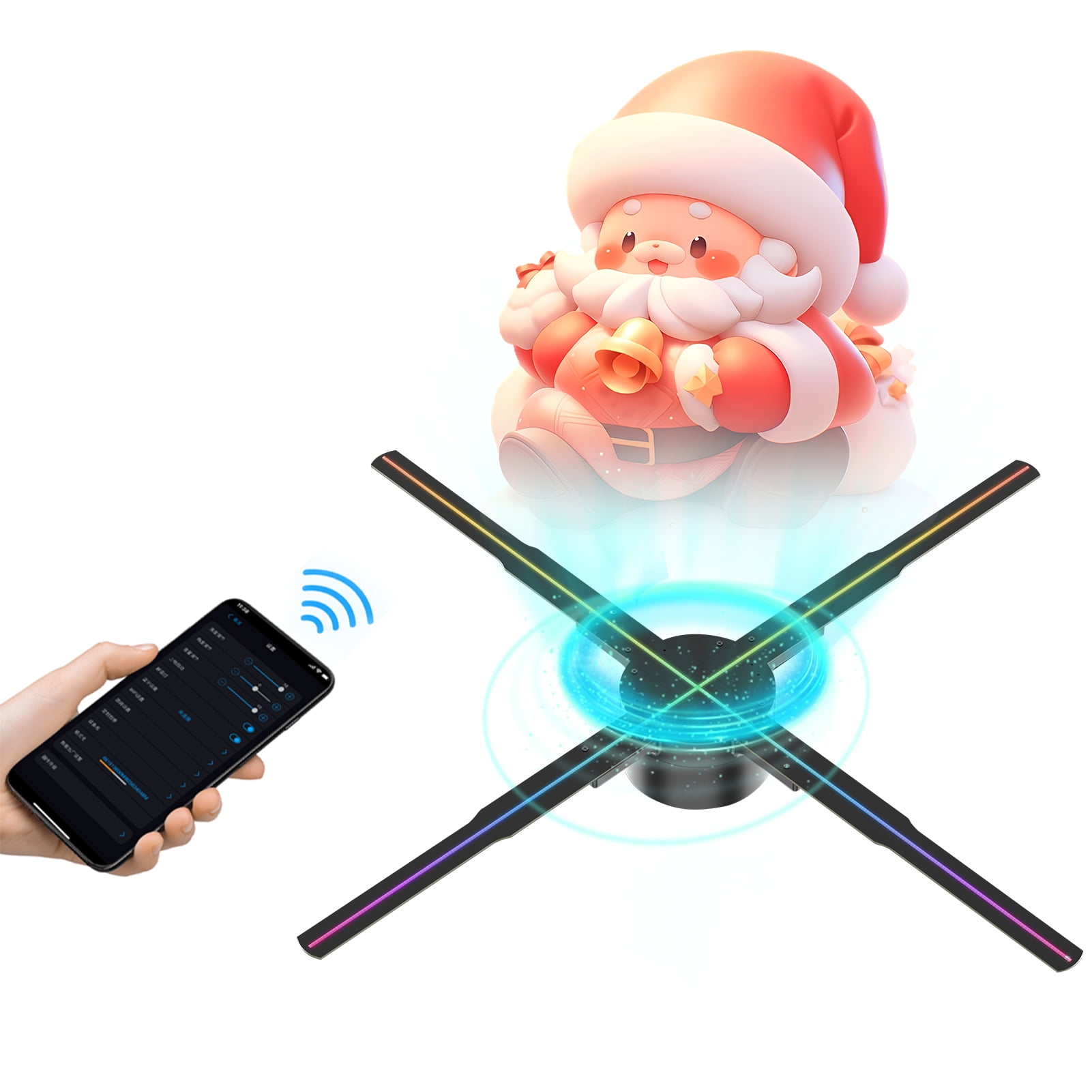 Hologram Projector,3d Naked Video Fan P56 3d - 22 3d Led Business Store Bars Fan 2k Beads Remote 678pcs Led Real-time Screen Real Time Screen 2k 3d Screen Display Naked Eye Led Beads