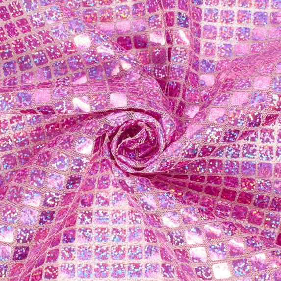 FWD Hologram 44/45" Polyester Square Sequin Sewing & Craft Fabric 1 yd By The Yard, Lilac