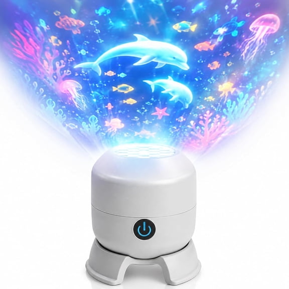 Holographic 360 Degree Rotating Night Light Projector - Dynamic Ocean Wave Projection for Bedroom Kids Room