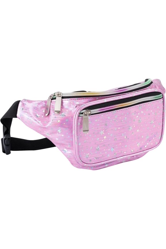 Holographic 80s 90S Rave Stars Neon Transparent Gravel Fanny Pack for Women - Pack for , Concerts, Rave, Festival, Travel