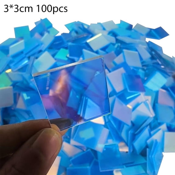 Holographic Acrylic Blocks for Crafts, Iridescent Rainbow Plexiglass Mosaic Tiles