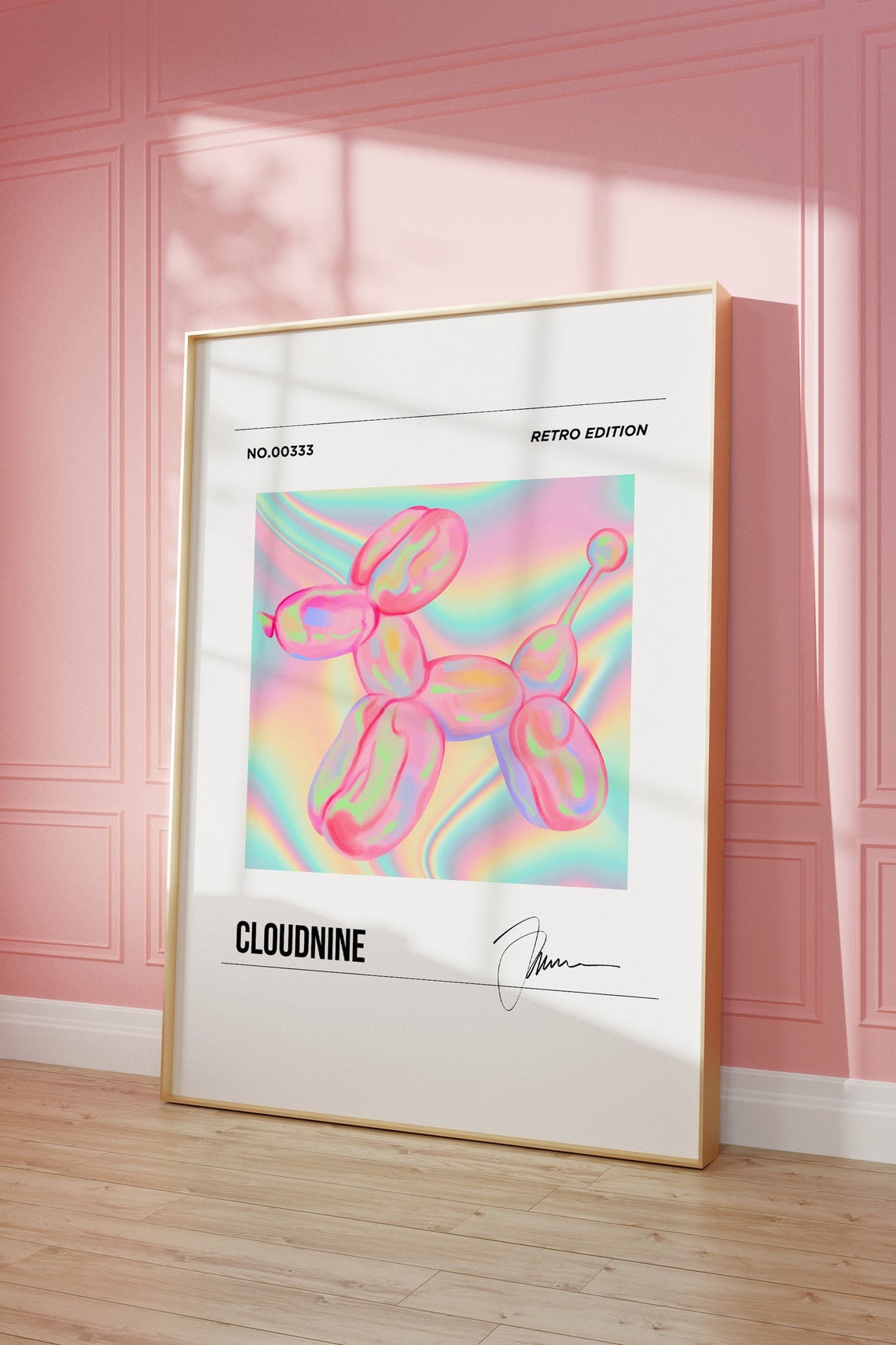 Holographic Balloon Dog Wall Art Print, Groovy Retro Pop Art And ...