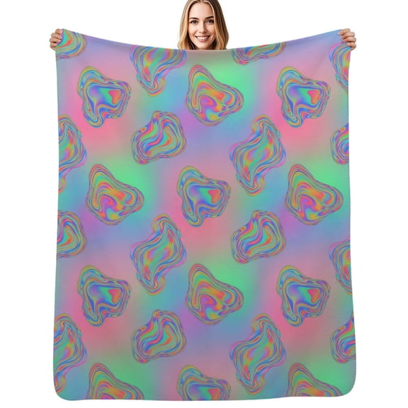 Holographic Blob Pattern Flannel Blanket Warm Soft Bedding Throws Winter Camping Chair Sofa Bed