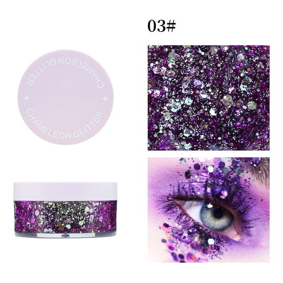 Holographic Body Glitter Gel, Long Lasting Self Adhesive Face Body Hair, No Glue Needed Festival Makeup Nail Art, Gel for Festival Party Cosplay Makeup Nail Art