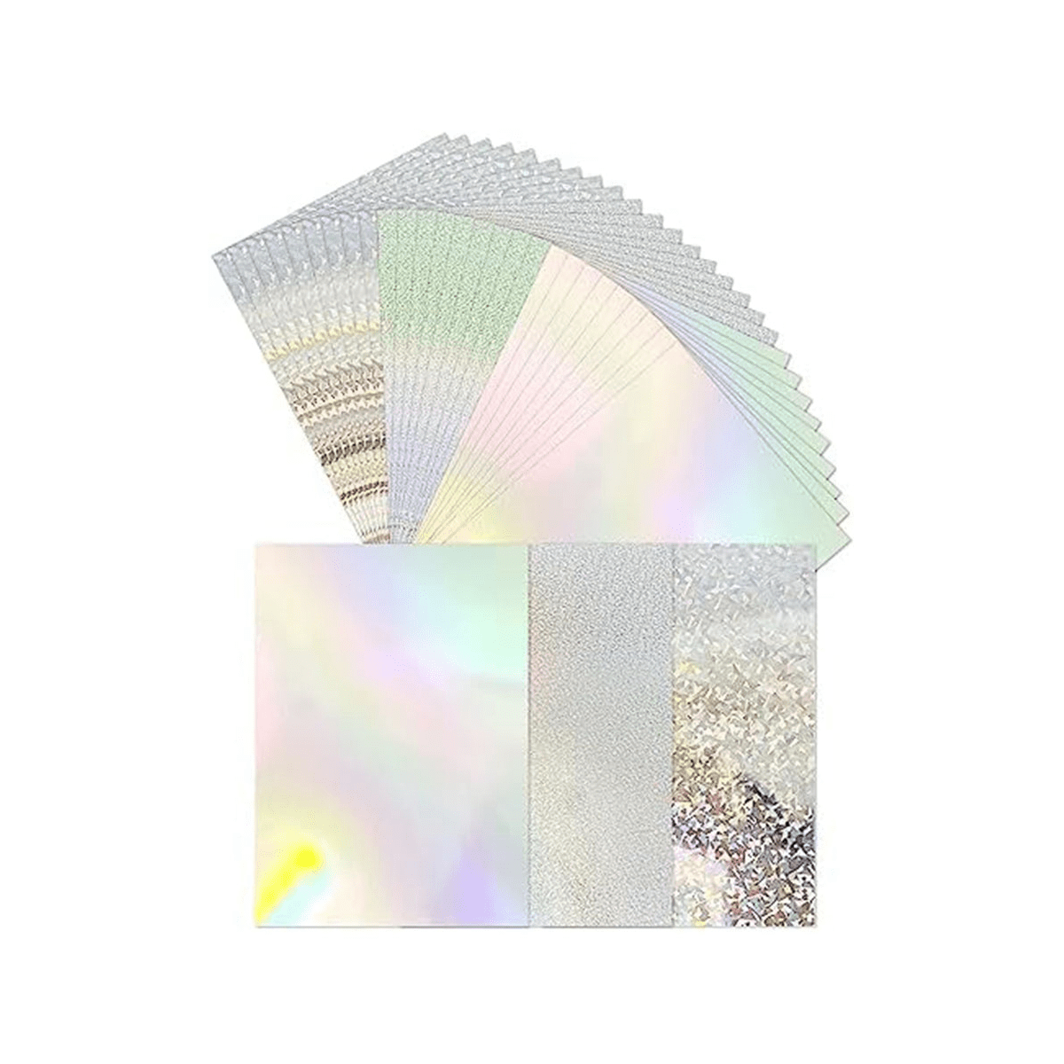 250GSM SINGLE SIDE SILVER RAINBOW HOLOGRAPHIC A4 CRAFTING CARD