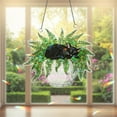 thumbnail image 1 of Holographic Cat Suncatcher: Fern Pot Acrylic Window Decor, 1 of 5