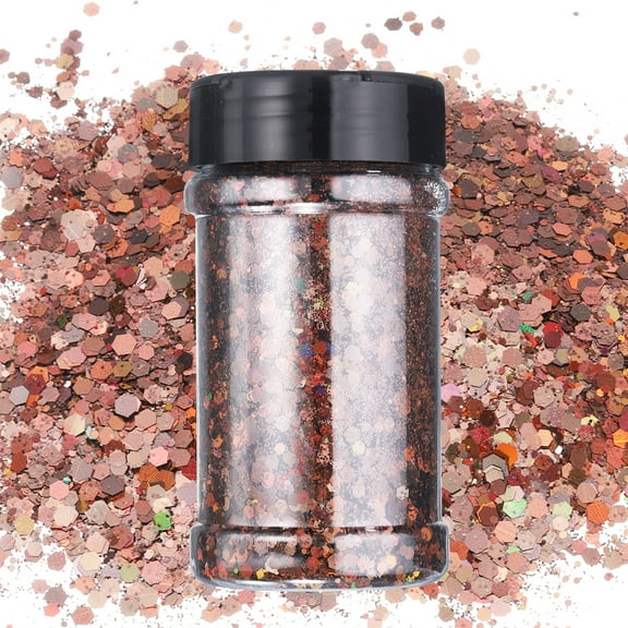 Holographic Chunky Flare, 3.5oz/100g Coffee Craft Flare Powder Mixed Chunky & Fine Flakes Iridescent Sequins for Nail