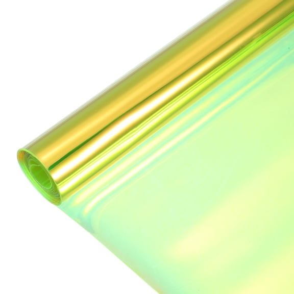 Holographic Clear Vinyl Film Holographic Fabric 12"x48",Laser Light Yellow