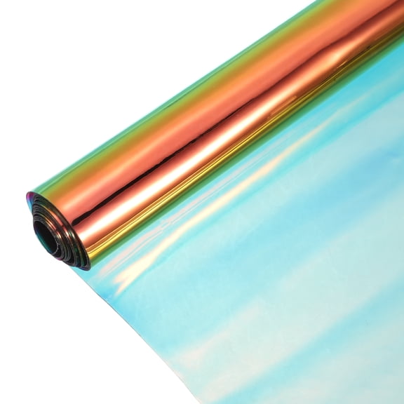 Holographic Clear Vinyl Film Holographic Fabric 12"x48",Laser Orange Yellow