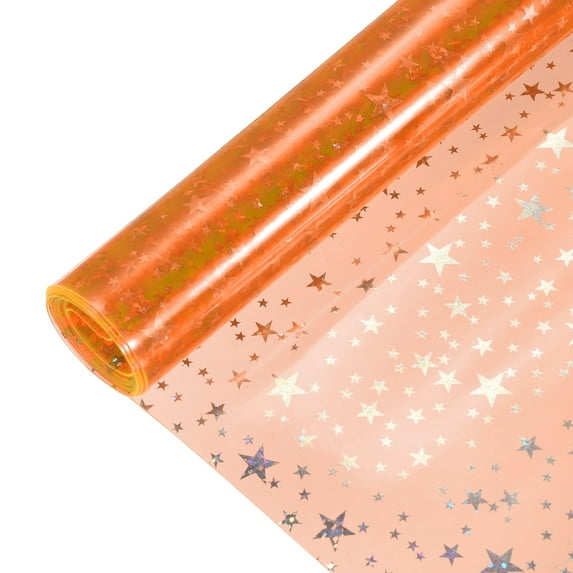 Holographic Clear Vinyl Film Sparkle Holographic Fabric 12"x48",Fluorescent Orange