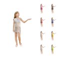 thumbnail image 1 of Holographic Dot Sequin Party Dress – Round Neck Off-Shoulder Mini Gown, Edgy Festival Wear Ages 3-16, Futuristic Look Beyond Pink Dress for Girls Norms, 1 of 4