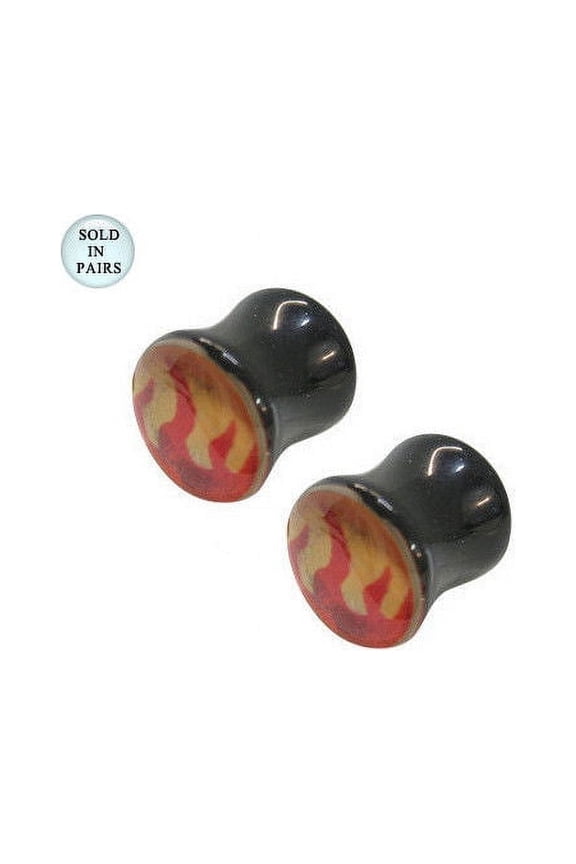 Holographic Ear Plugs with Flame Design - Available in 2 Gauge and 000G