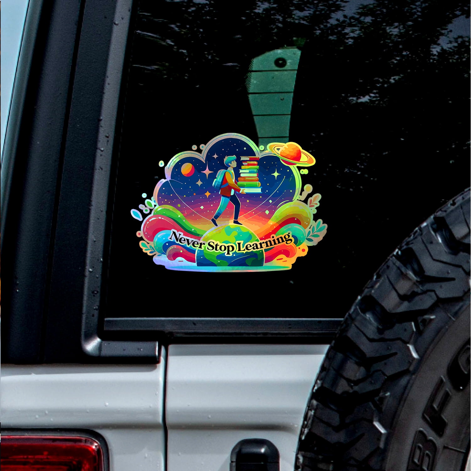 (2 Packs, Holographic Effect, 1.1'' X 0.8'') Sticker Of Never Stop ...