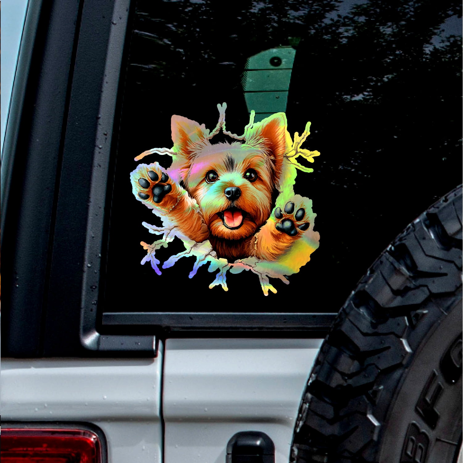 (Holographic Effect, 1.8'' X 1.8'') Sticker Of Yorkshire Terrier For ...