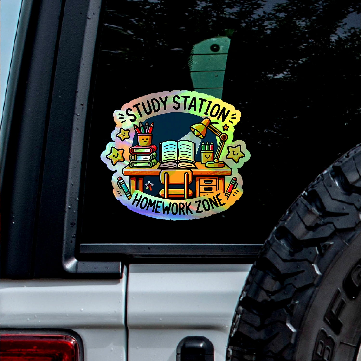 (Holographic Effect, 4.4'' X 3.8'') Sticker Of Study Station Homework ...