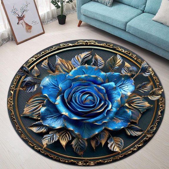 Holographic Effect Round Area Rug, iridescent pattern circle carpet for bedroom, closet or vanity corner, soft washable non-slip floor mat, trendy aesthetic décor
