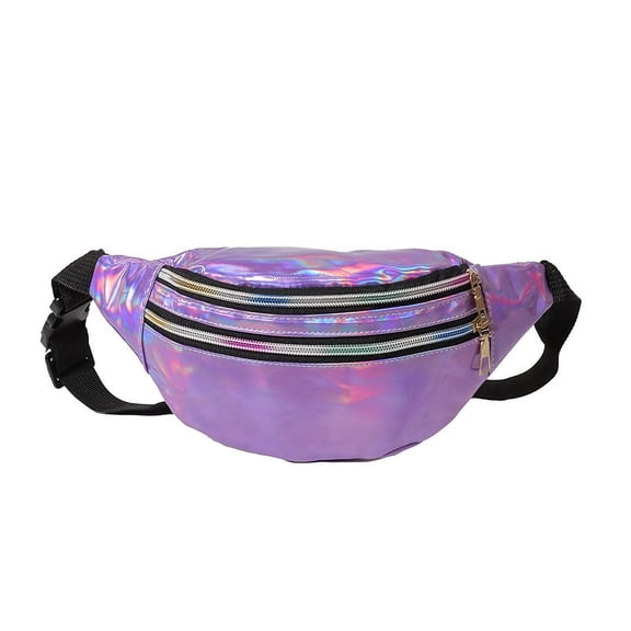 Holographic Fanny Packs for Women Cute Waist Packs Shiny Waist Bum Bag Waterproof for Travel Party Festival Running Hiking