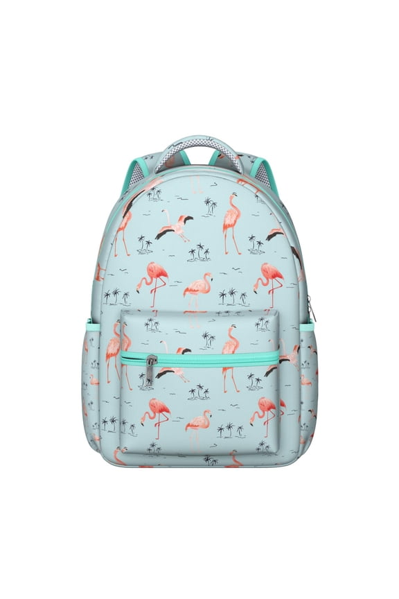 Holographic Flamingo Backpack - Iridescent School Bag That Changes Colors, Scratch-Resistant Surface with Surprise Glow-in-Dark Details