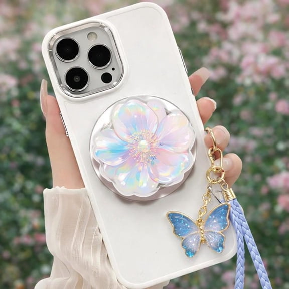 Holographic Flower MagSafe Phone Grip, Iridescent Petals Holder