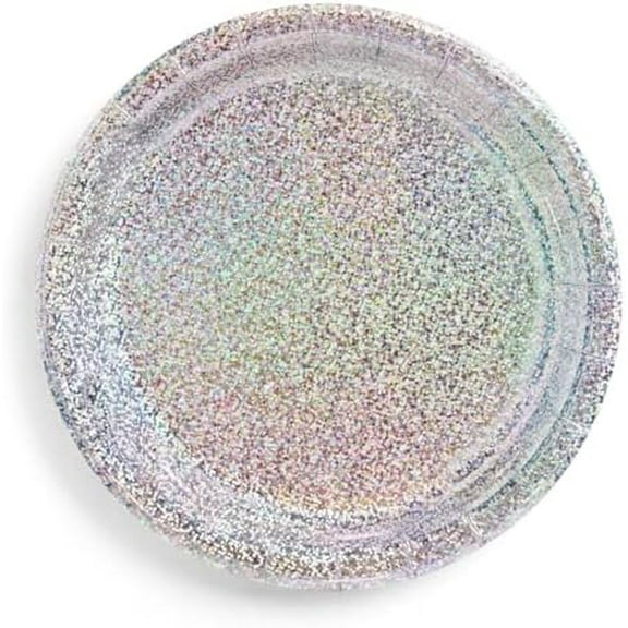 Holographic Foil Plates - 25 pack | Happy Birthday Party Decorations, Holiday Party, Cool Cake Plates, Silver Bachelorette Disposable Party Plates$$Home Decor, Kitchen, & Other