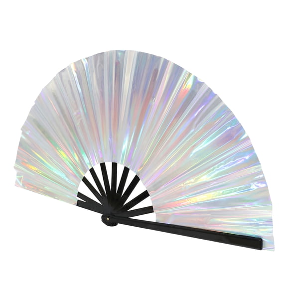 Holographic Folding Fan Portable Iridescent Handheld Fan Summer Cooling Fan Decoration Dance Performance Props Party Accessories
